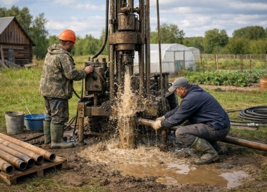 Строительство водозаборов предполагает выполнение земляных работ с применением оборудования для бурения скважин. Гидрогеологические условия наличия...